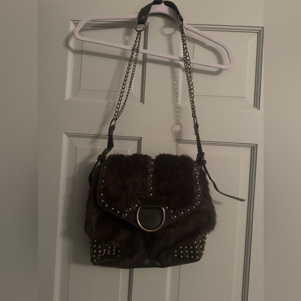 Mitchie’s Matchings brown rabbit/leather bag
